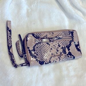 Snake skin double zipper wallet